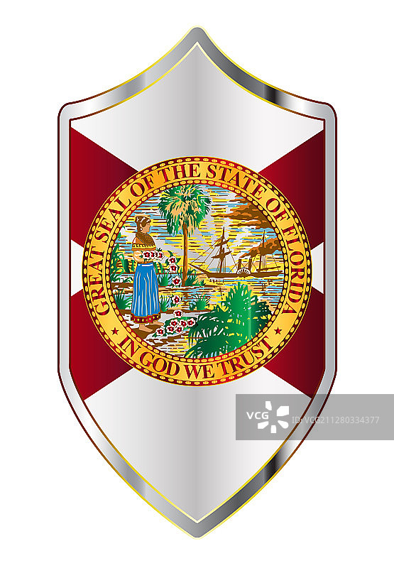 佛罗里达州国旗上的十字军风格的盾牌图片素材