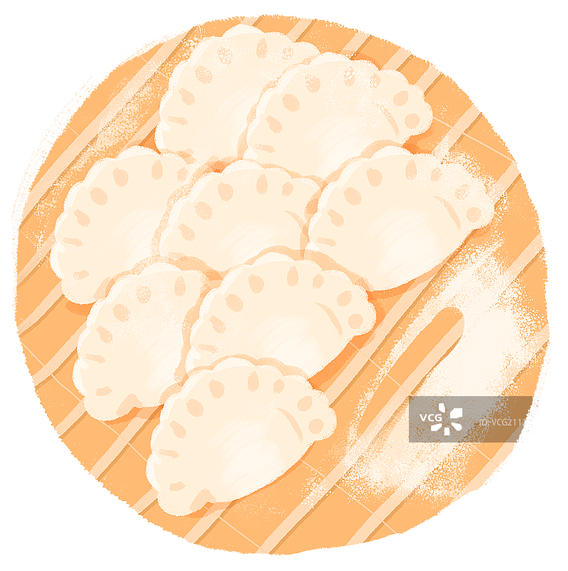 竹篾上的饺子面粉图片素材