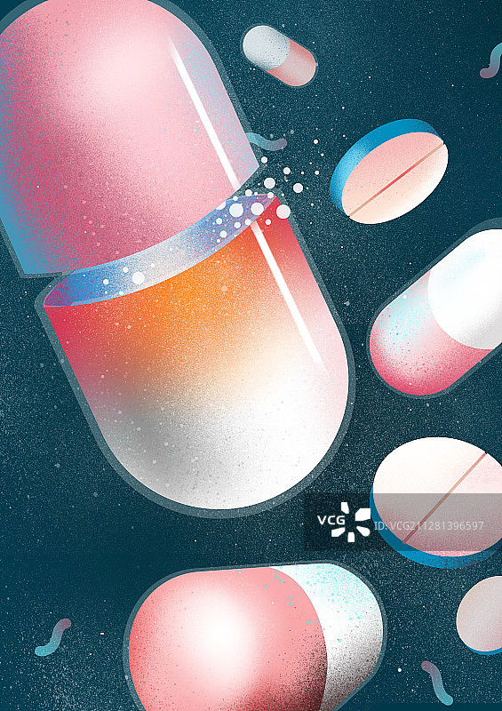 创意医疗药物胶囊插画图片素材