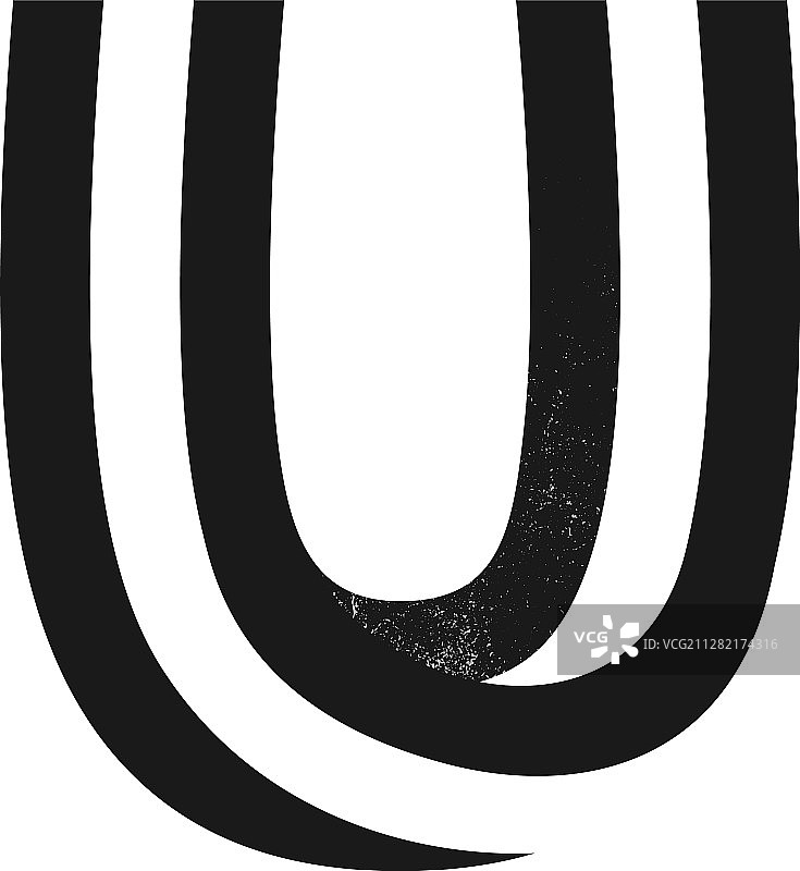 U型字母与标志形成两条平行线图片素材