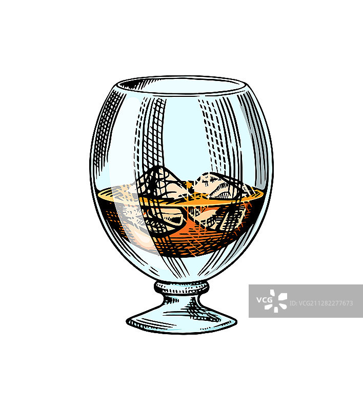 玻璃威士忌或苏格兰陈年烈性酒图片素材