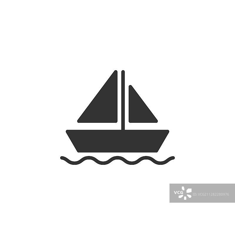 旅游船图标在平底风格的渔船上图片素材