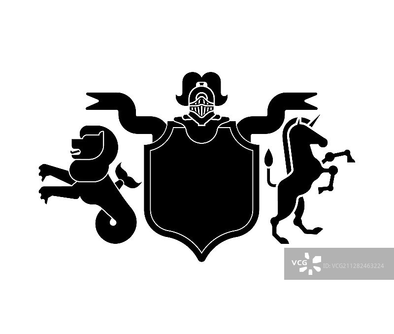纹章盾牌海狮，独角兽和骑士图片素材