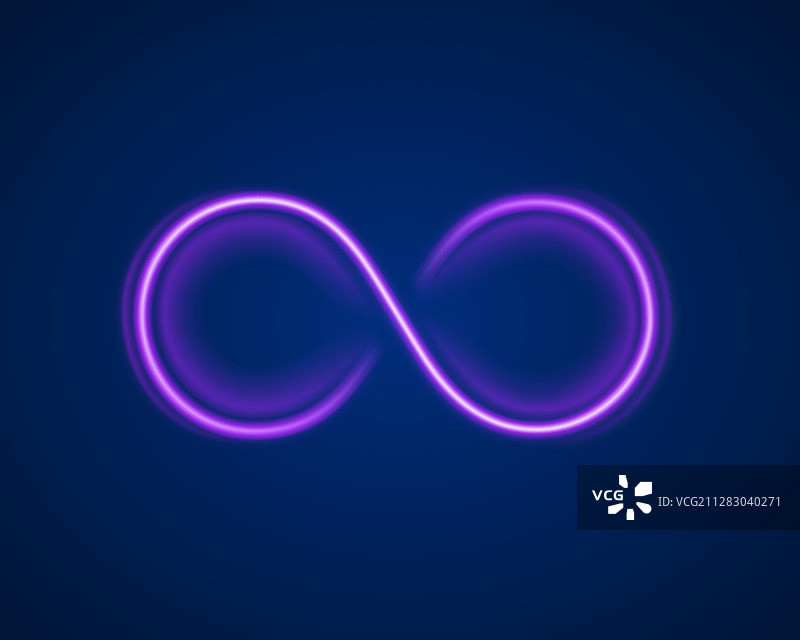 无限霓虹符号在紫色的背景图片素材