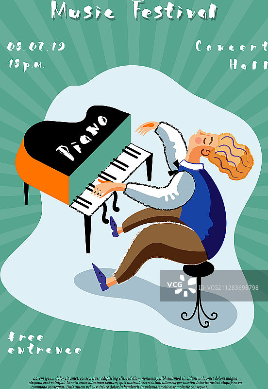 音乐节宣传单模板三角钢琴图片素材