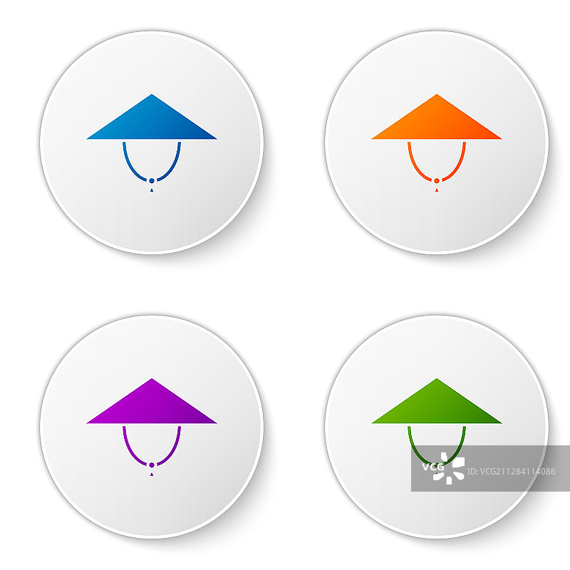 颜色亚洲圆锥帽图标孤立在白色图片素材