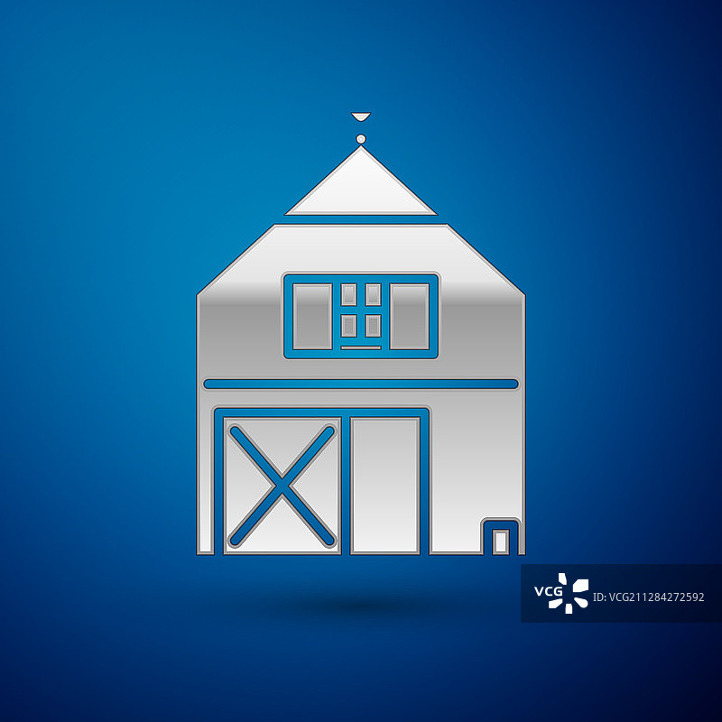 银色农舍概念图标孤立在蓝色图片素材