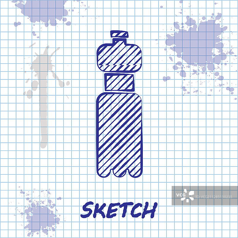 素描线瓶水图标孤立在白色图片素材