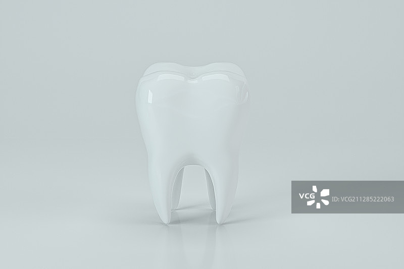 白色背景下白色的牙齿模型 3D渲染图片素材