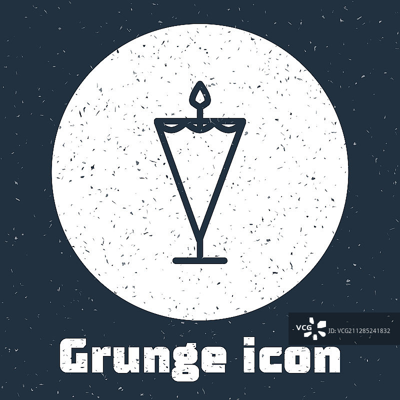 Grunge线中世纪旗帜图标孤立在灰色图片素材