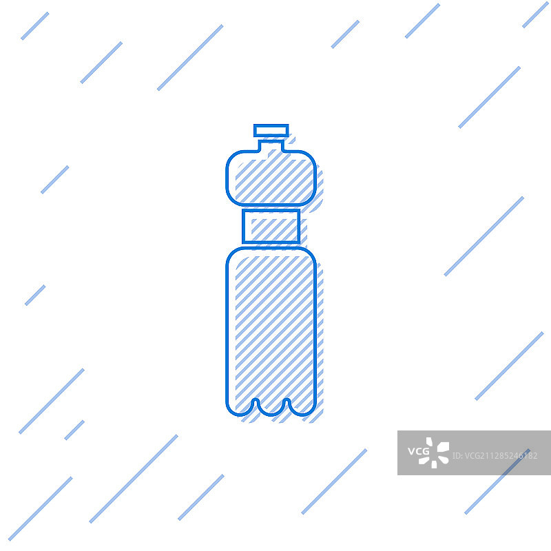 蓝线瓶装水图标孤立在白色图片素材