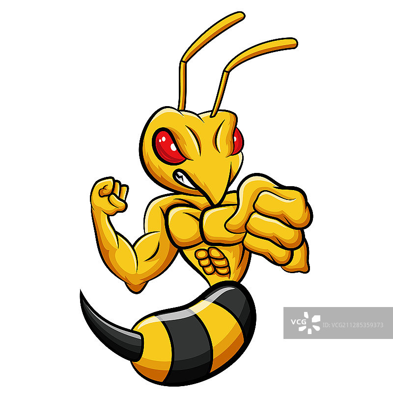 卡通强大的蜜蜂吉祥物角色图片素材