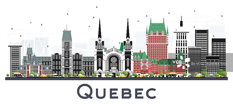 加拿大魁北克城市天际线与灰色的建筑物图片素材