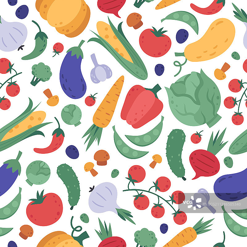 蔬菜无缝图案涂鸦素食者图片素材