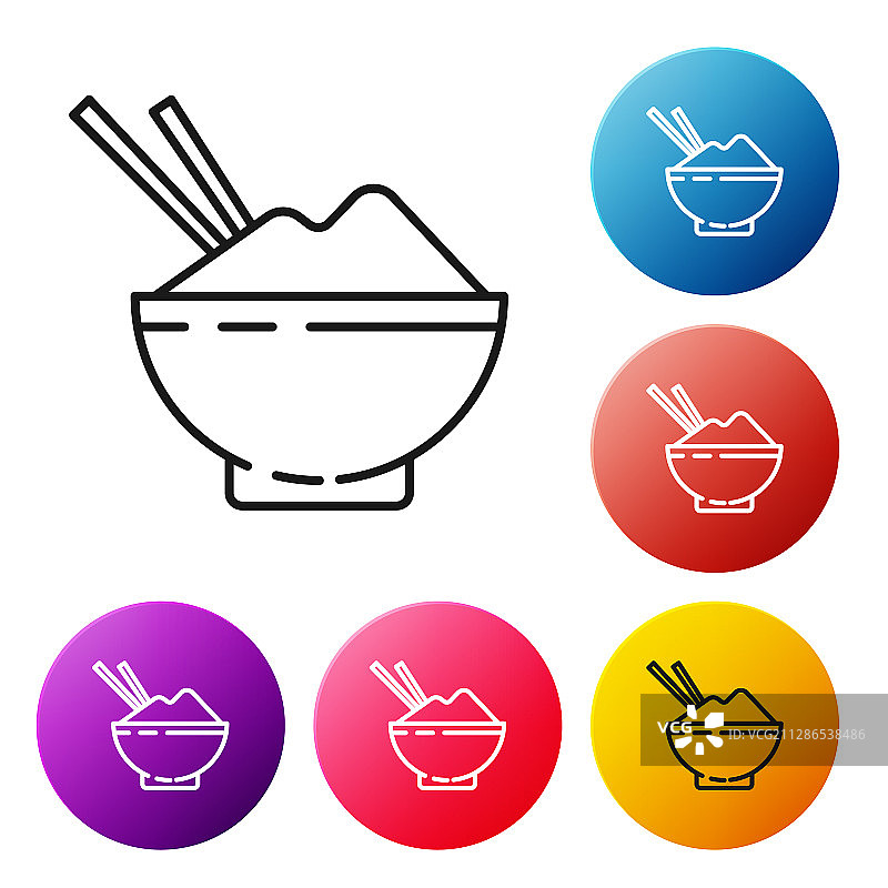 米饭在碗里用筷子画上黑线图片素材