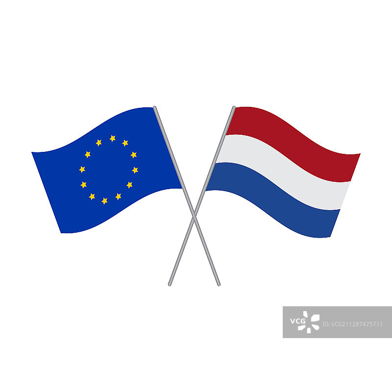 欧盟和荷兰国旗隔离图片素材
