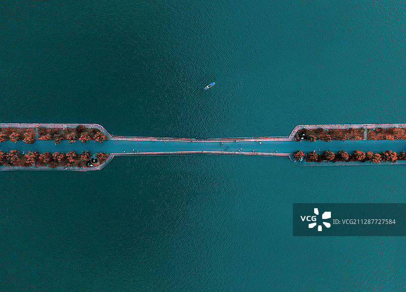 航拍镜头下的杭州西湖图片素材