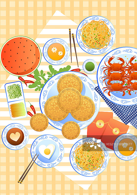 中秋节传统美食矢量插画图片素材