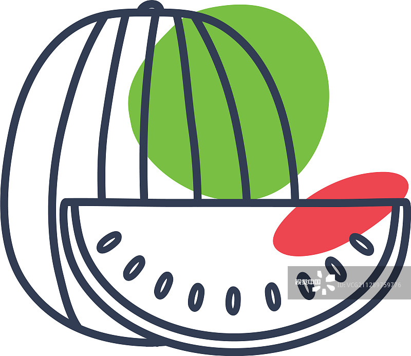 孤立西瓜水果线颜色风格图标图片素材