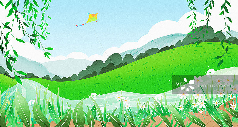 二十四节气立春风景插画图片素材