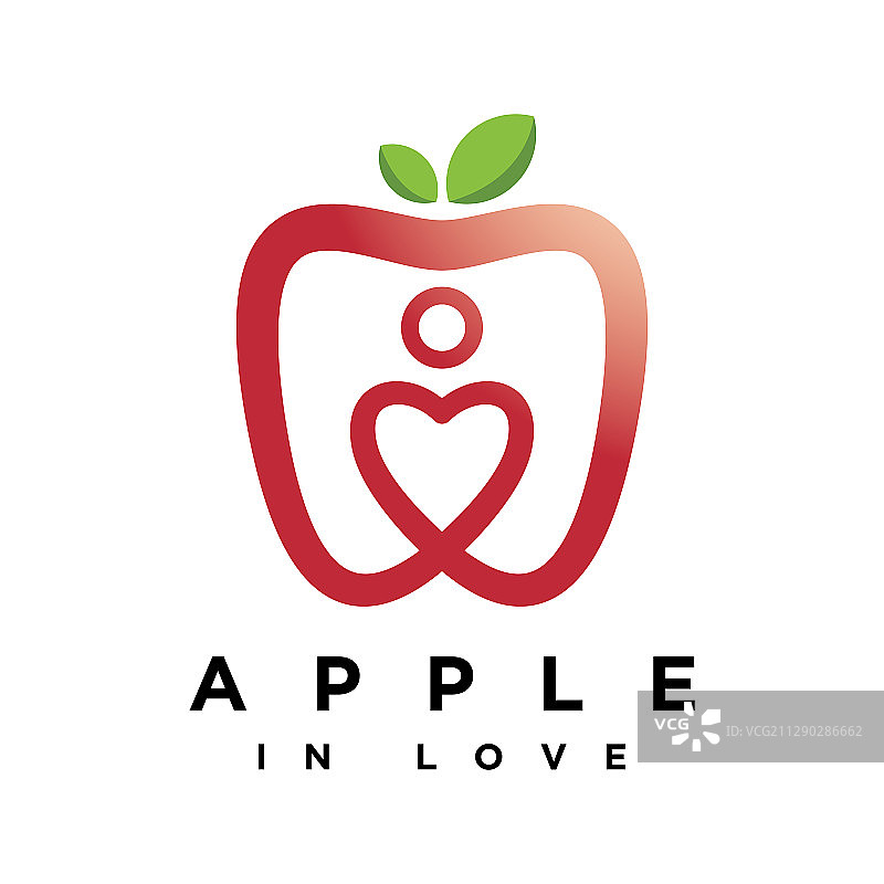 抽象的心的苹果标志图片素材