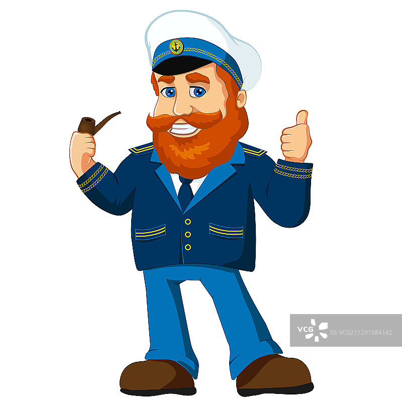 海军上尉人物卡通吉祥物老水手图片素材