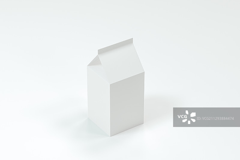 白色背景下的白色牛奶盒 3D渲染图片素材