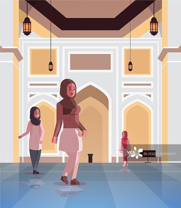 阿拉伯妇女来到纳维清真寺建筑穆斯林图片素材