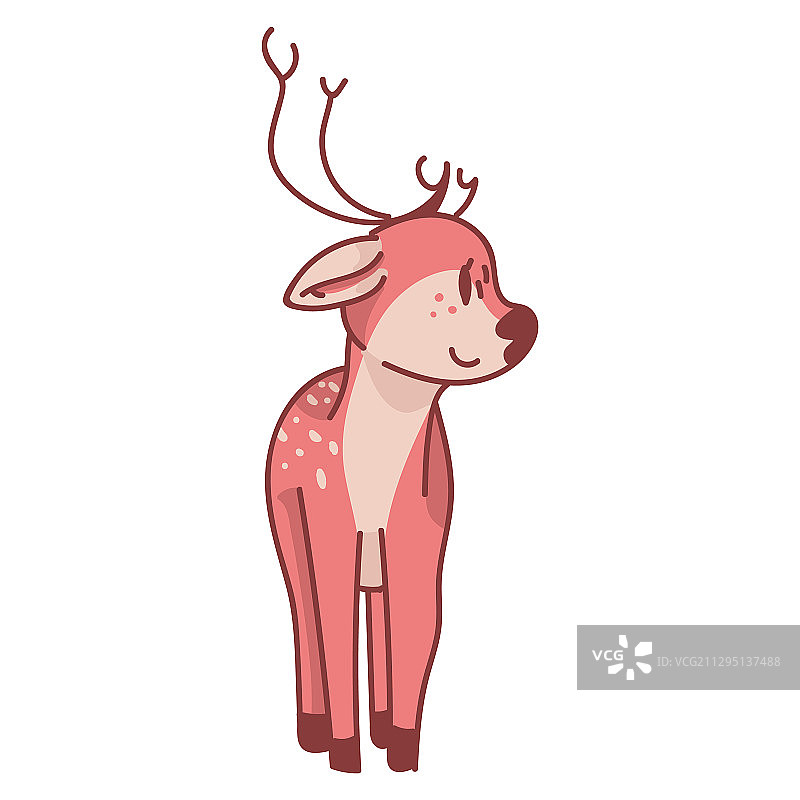 粉红色可爱的卡通风格的雄鹿动物图片素材