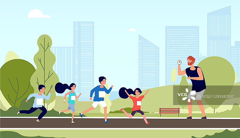 儿童马拉松，儿童运动员锻炼跑步图片素材