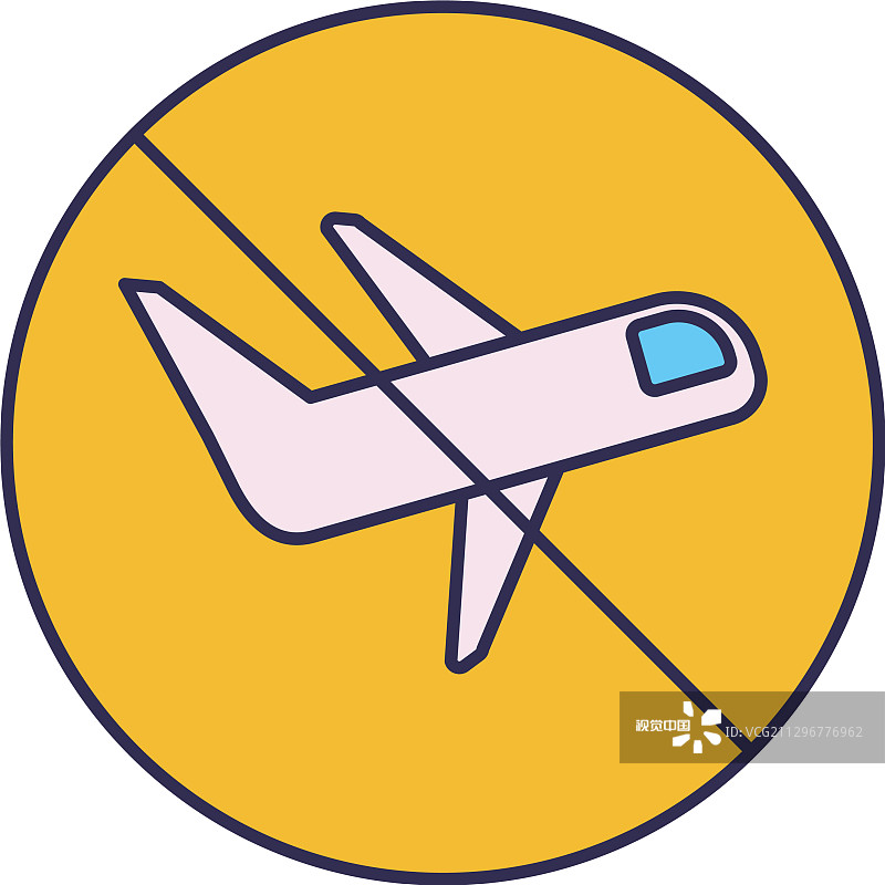 客机与禁止标志线图片素材