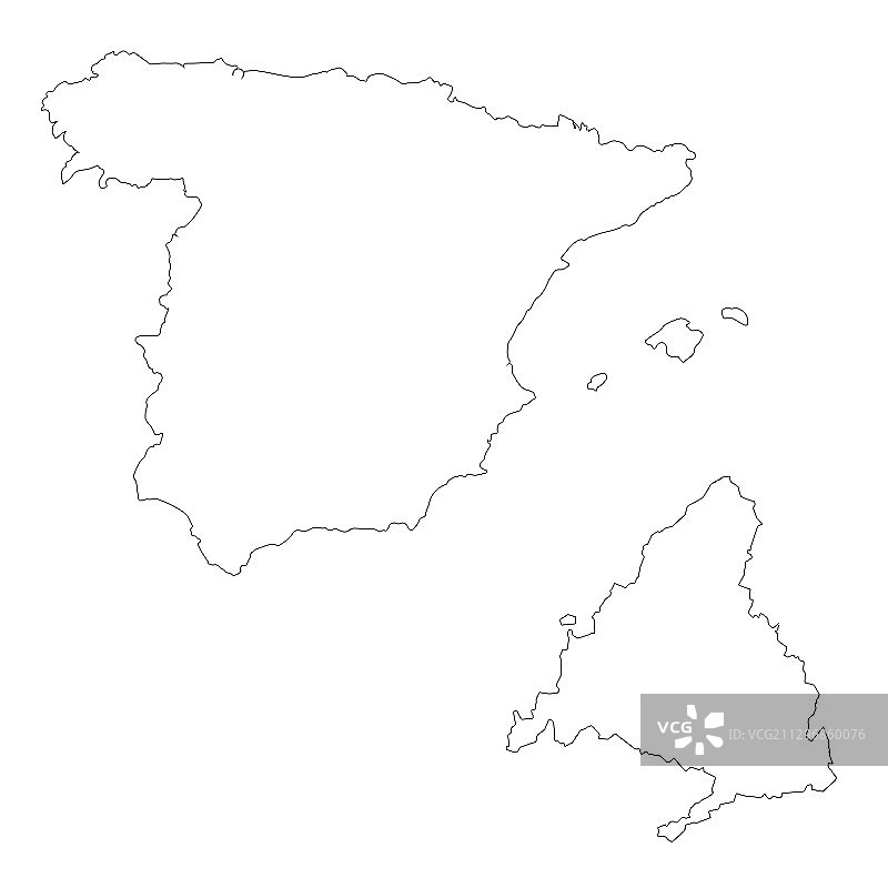 地图西班牙和马德里国家和首都图片素材