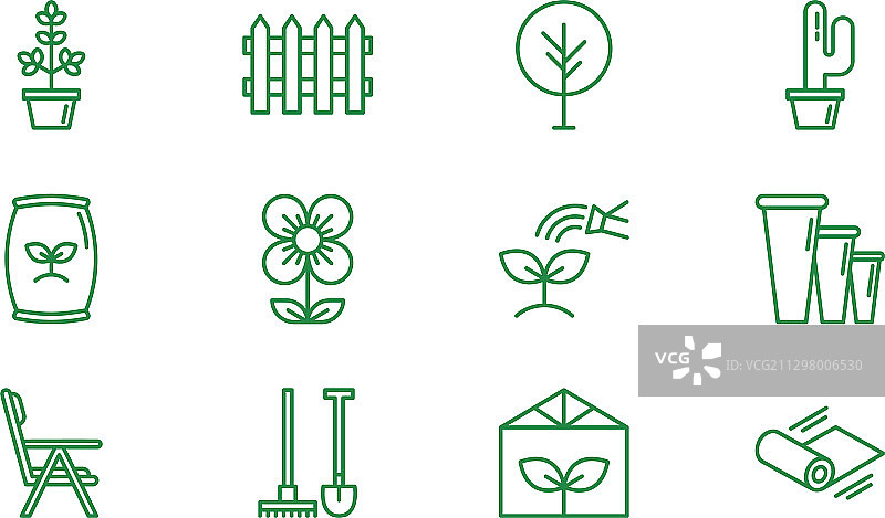 12个绿色园艺店的图标图片素材