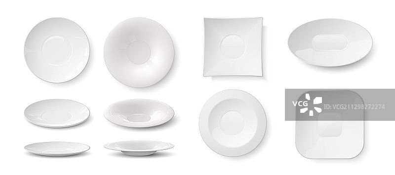 现实盘子白色空3d盘子和碗图片素材