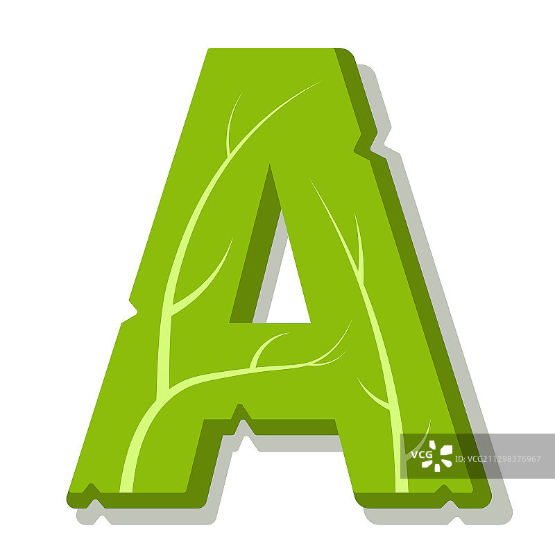 字母一个绿色的叶子夏天字母表图片素材