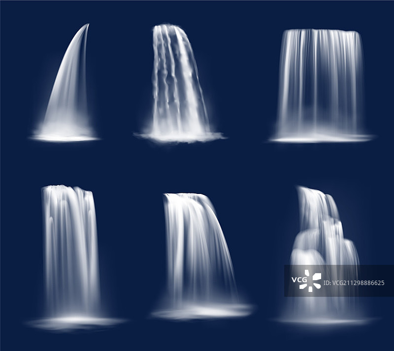 瀑布瀑布瀑布逼真的水瀑布溪流集图片素材