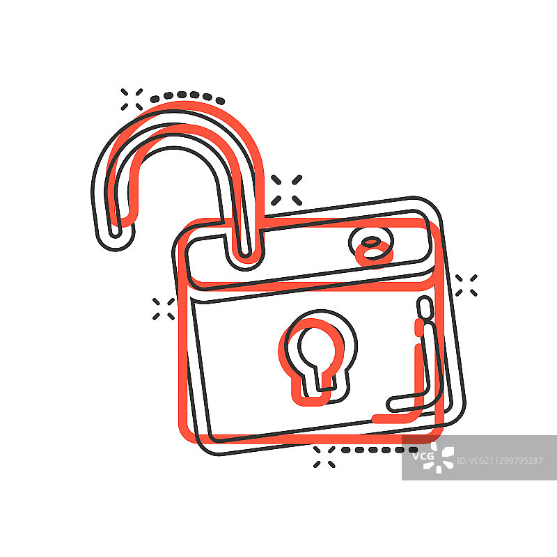 锁的图标在漫画风格的锁密码图片素材