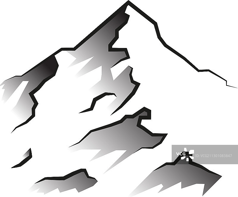 山在白色的背景平坦图片素材