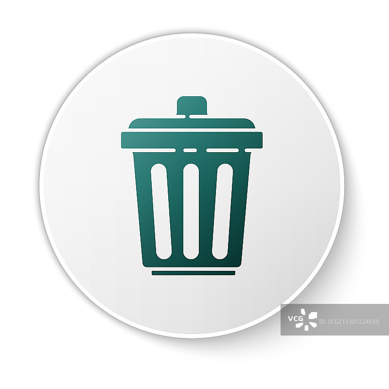 绿色垃圾桶图标孤立在白色背景图片素材