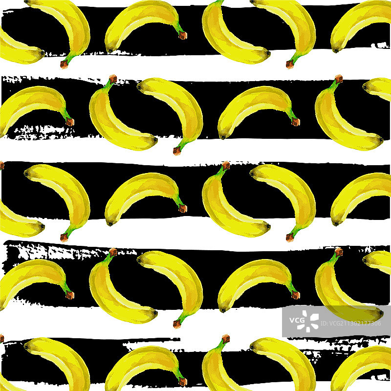 水彩无缝图案与香蕉手图片素材