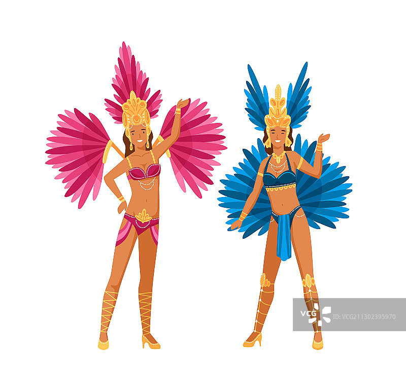 两个女人穿着巴西狂欢节服装摆姿势图片素材
