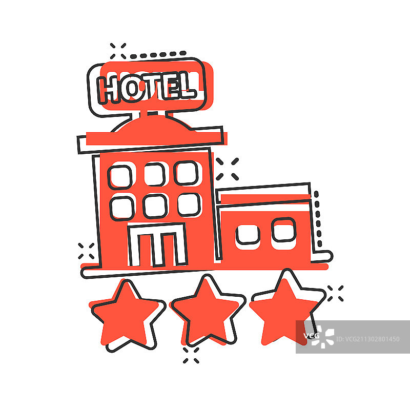 酒店三星级标志图标在漫画风格的客栈图片素材