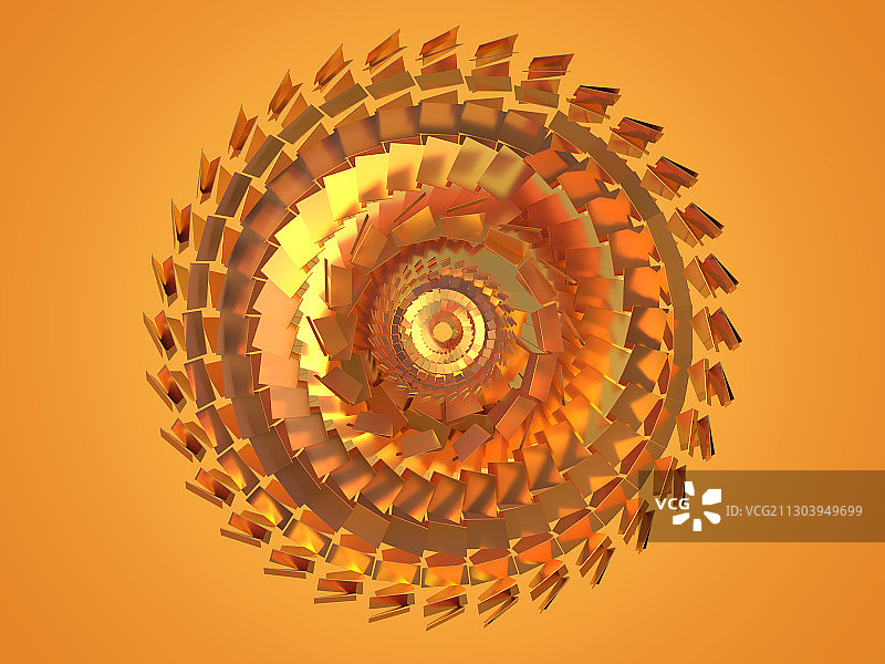 汇聚的3d黄金螺旋阵列图片素材