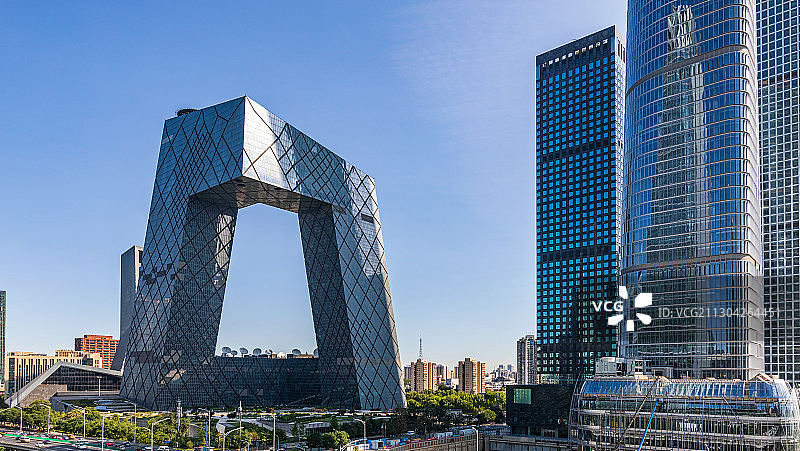 白昼北京市区中心繁华都市风光中国国际贸易中心商务金融区图片素材