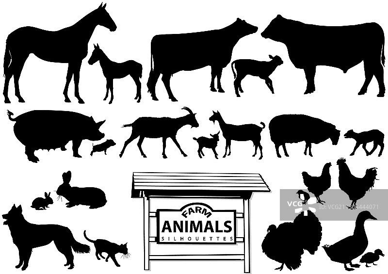农场动物剪影图片素材