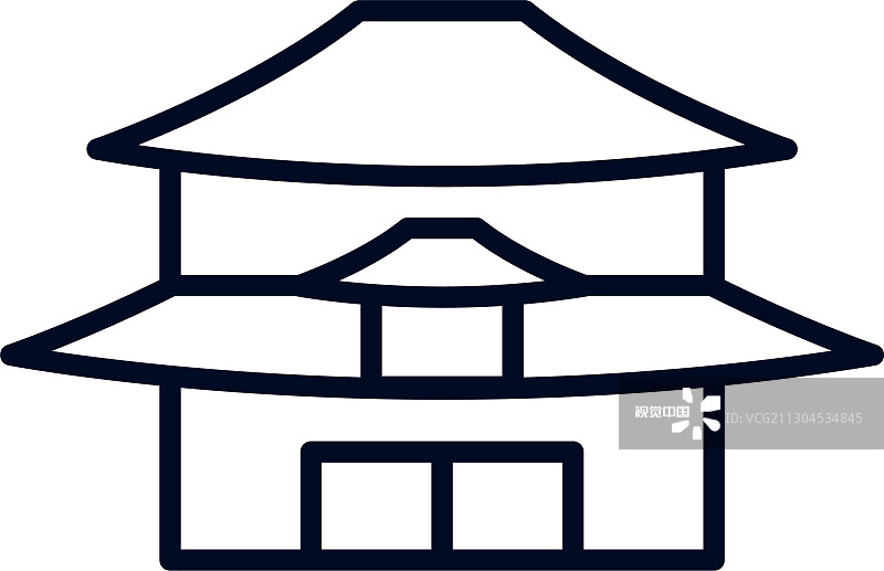 日本传统建筑孤立图标图片素材