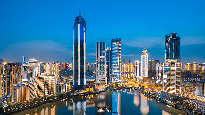 中国湖北武汉汉口西北湖CBD建筑夜景图片素材
