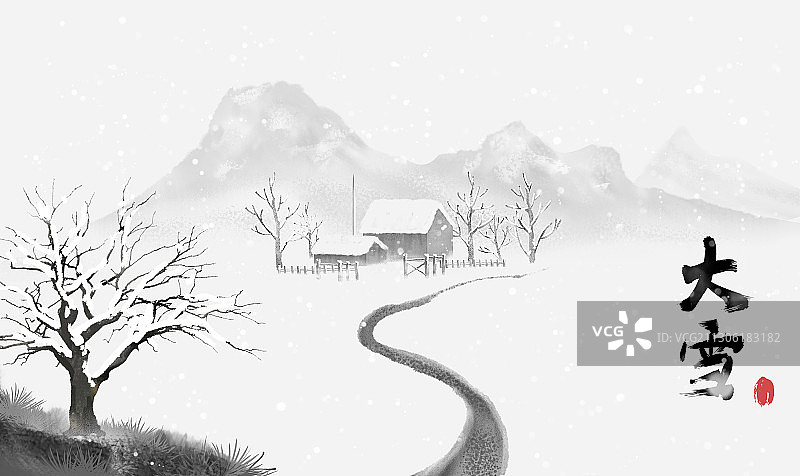 冬季雪景大雪插画图片素材