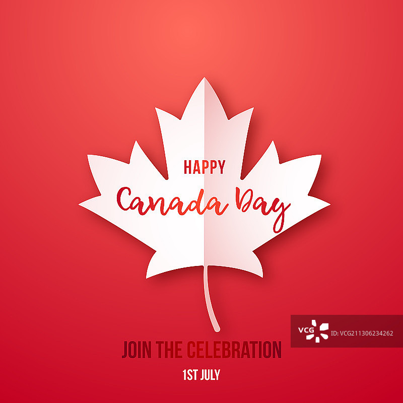 7月1日加拿大快乐日红色问候横幅图片素材