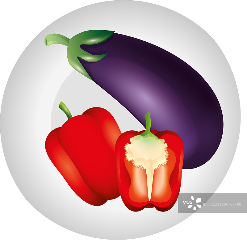 茄子和辣椒分离设计图片素材